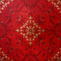 Elegant Blood Red Floral Chinoisserie Background.