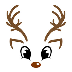 reindeer with brown antlers and bright eyes