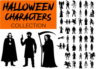 Halloween monster silhouettes isolated set © OS