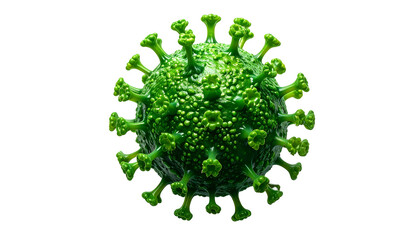 Green, textured sphere with spike-like protrusions against a black background