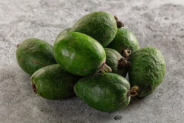 Fresh sweet juicy green feijoa fruit