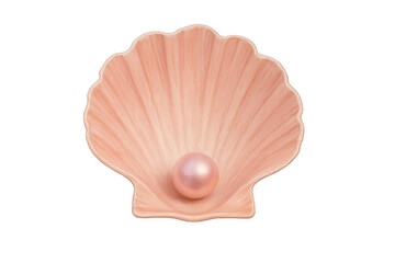 Fototapeta premium Pink shell containing precious pearl on transparent background