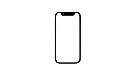 Smartphone frame black color isolated on transparent background modern mobile device minimal design digital technology blank screen template for app display