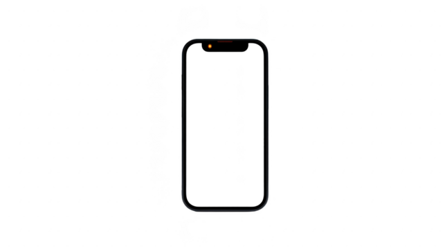 Smartphone frame black color isolated on transparent background modern mobile device minimal design digital technology blank screen template for app display