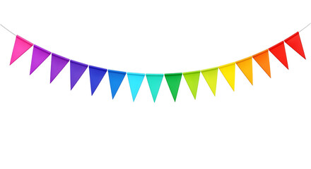 Obraz premium Colorful banner flags party celebration decoration rainbow flags event festive garland pennant banners string 100 on transparent background