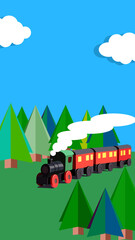 おもちゃの機関車林背景ai