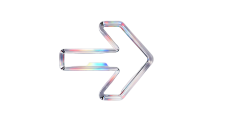 Silver Arrow Pointing Right on White Background.