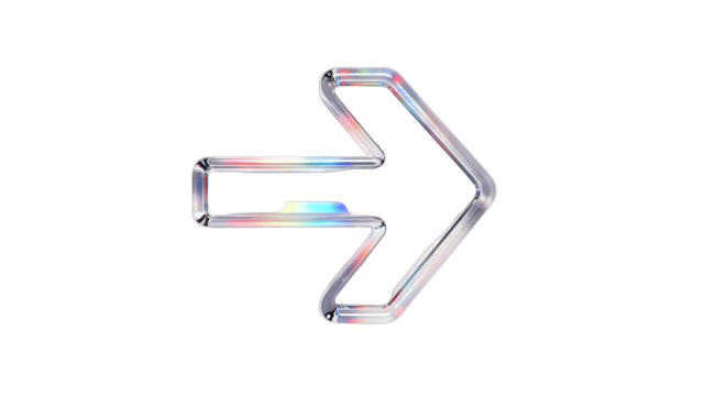 Silver Arrow Pointing Right on White Background.