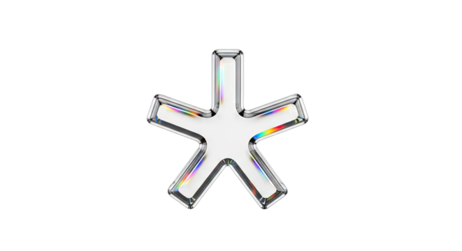 Shiny Star Shaped Foil Balloon With Rainbow Reflections.