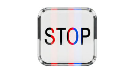 Stop button with a clear and reflective frame simple design.