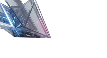 Abstract Geometric Crystal Formation with Blue and Purple Hues.