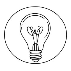 Minimalist Black And White Glowing Light Bulbs Collection, Symbol Bright Idea Lightbulb Line art. Illustration Energy power electricity Outline illumination Hand Drawn Doodle Simple icons drawing