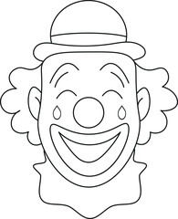 Flat outline vector of a clown face line art.