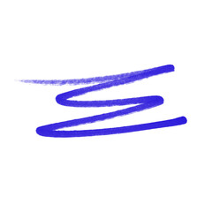 Blue abstract marker line stroke on transparent background for graphic design use.