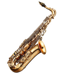 Naklejka premium Golden Saxophone Shining Bright Against a Neutral Background