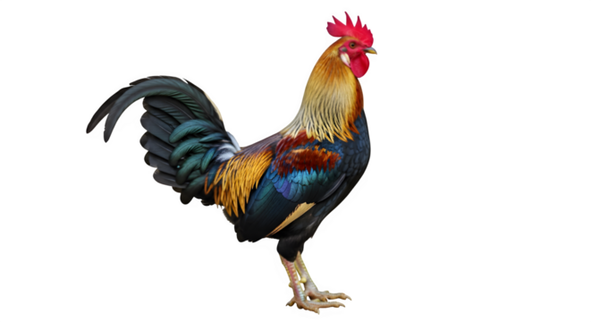 Magnificent roosters standing proudly, showcasing vibrant plumage and an impressive comb, ready to greet the day with a powerful crow.