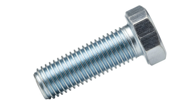 Close-up of a sturdy metallic hex head bolt, an essential fastening hardware component for various construction and industrial applications.