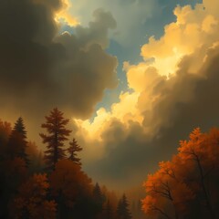 A natural template framework themed around the environment and forest, depicted with bright, vibrant colors, conveying a lively and energetic mood, with adorable, charming feature,Generative AI