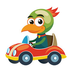 funny cartoon red car driving toy vehicle illustration