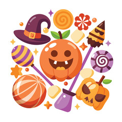 Halloween party icons and elements set vector illustration