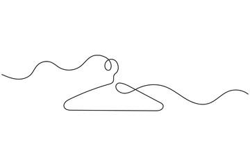 Clothes hangers continuous one line drawing minimalist outline art on white background