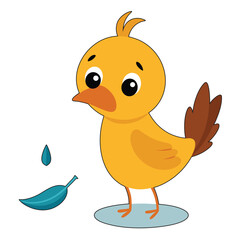 cute baby chick cartoon illustration with easter egg on farm