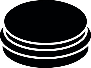 Black and White Silhouette of a Stylized Pancake with Cream Filling