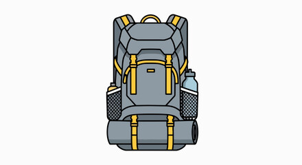 Adventure Ready Backpack: Flat Vector Illustration for Hiking & Camping Essentials