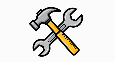 Utility & Repair: Crossed Hammer and Wrench Icon