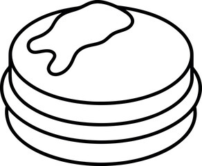Stylized Pancake Stack with Butter Line Art Illustration
