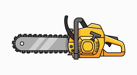 Classic Yellow Chainsaw Illustration - Essential Power Tool for Woodcutting & Outdoor Projects