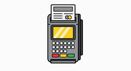 Retail Payment Terminal Icon with Printed Receipt