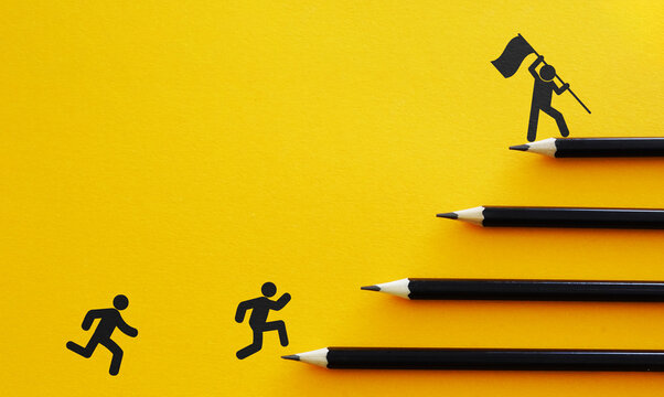 Life Coach motivates employee to growth. Personal development, personal and career growth, progress and potential concepts