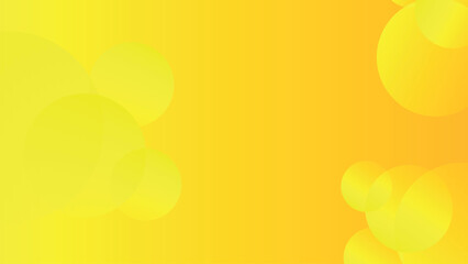 A cheerful and vibrant abstract background featuring soft, semi-transparent overlapping circles and spheres in a bright, uniform yellow and orange gradient, with ample copy space in the center.