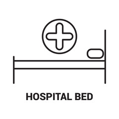Fototapeta premium Hospital Bed Icon Healthcare Medical Clinic and Treatment Illustration for Health Recovery Care Wellness Symbol Flat