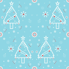 seamless christmas pattern with trees, snowflakes.Xmas wallpapers,design colorful illustration for woven textile printing,card,picture books,Gift wrapping paper,New Year's vector of a party background