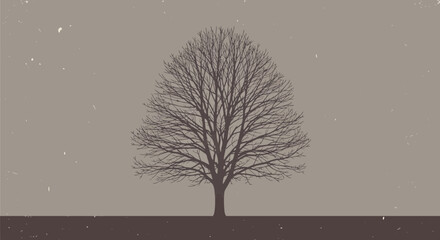 Minimalist Tree Illustration Against Textured Background for Serene Design