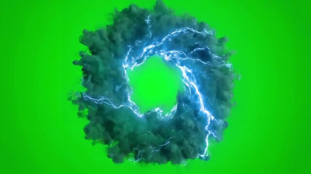 Green Screen smoke energy dimensional portal 3d animation lightning rendering 4k scene 4 with distortion, overlay, glitch, static noise, scan lines on black background, animated video loop