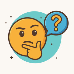 Boy cartoon character illustration vector with a question mark face icon smiling expression