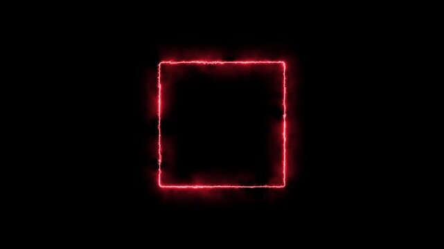 A mesmerizing square shape glows with a vibrant red light against a stark black backdrop, creating a captivating and modern visual element for graphic design