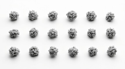 Abstract grey textured spheres pattern on clean white background