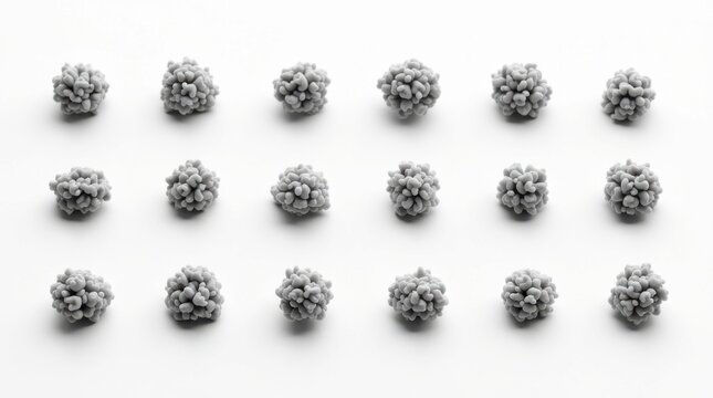 Abstract grey textured spheres pattern on clean white background - Powered by Adobe