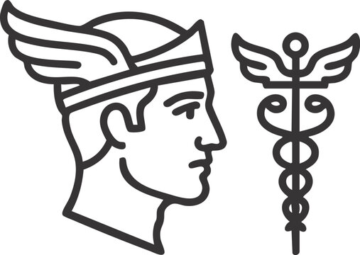 Illustration of Hermes, Greek God of Messenger