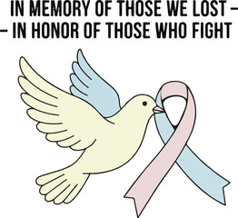 peace bird with pastel awareness ribbon vector