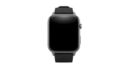Smartwatch with black screen isolated on transparent background