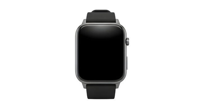 Smartwatch with black screen isolated on transparent background