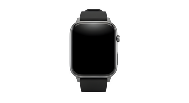 Smartwatch with black screen isolated on transparent background