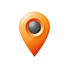 Orange and grey glossy location pin icon isolated on transparent background
