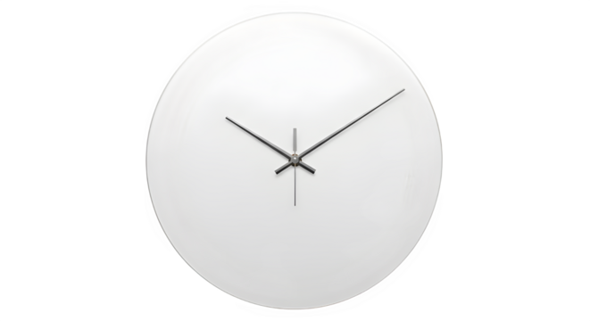 Minimalist wall clock with white face and black hands isolated on transparent background for time concept - Powered by Adobe