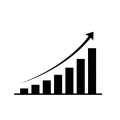 Black bar chart representing growth and progress isolated on transparent background